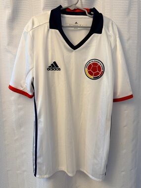 Adidas Soccer Colombia Futbol White Short-Sleeve Polo Boy’s Large